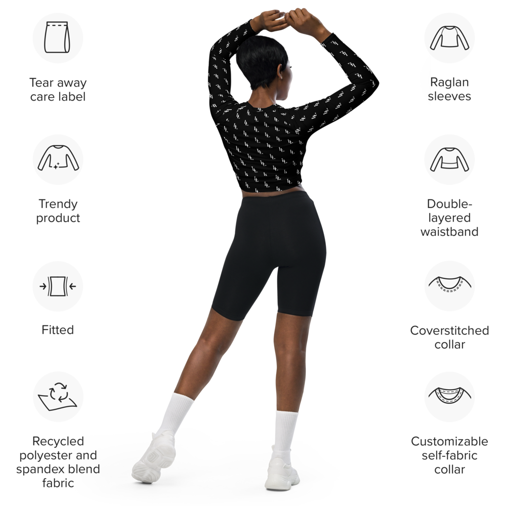 Women´s Long-Sleeve Crop-Top Black-Line No.086 "1 of 1K Master-Exclusive" by MioLeo