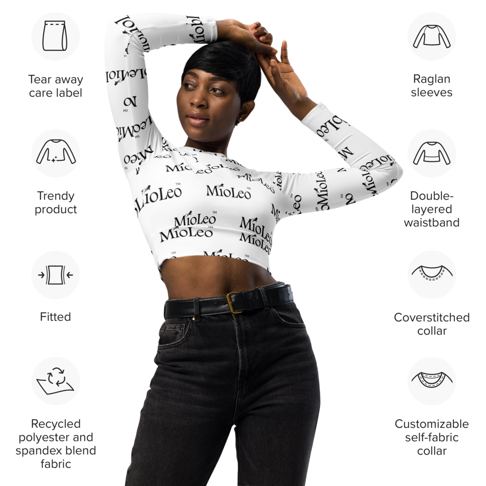 Women´s Long-Sleeve Crop-Top White Line No.202 "1 of 5K Premium-Exclusive" by MioLeo
