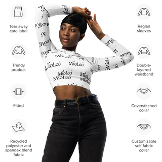 Women´s Long-Sleeve Crop-Top White Line No.202 "1 of 5K Premium-Exclusive" by MioLeo