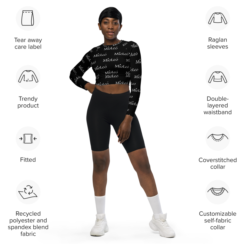 Women´s Long-Sleeve Crop-Top White Line No.203 "1 of 5K Premium-Exclusive" by MioLeo