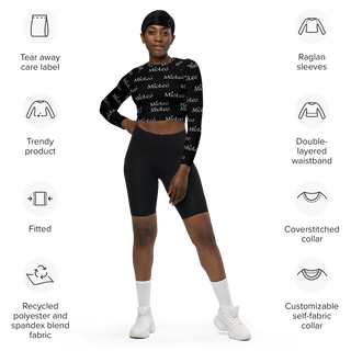 Women´s Long-Sleeve Crop-Top White Line No.203 "1 of 5K Premium-Exclusive" by MioLeo