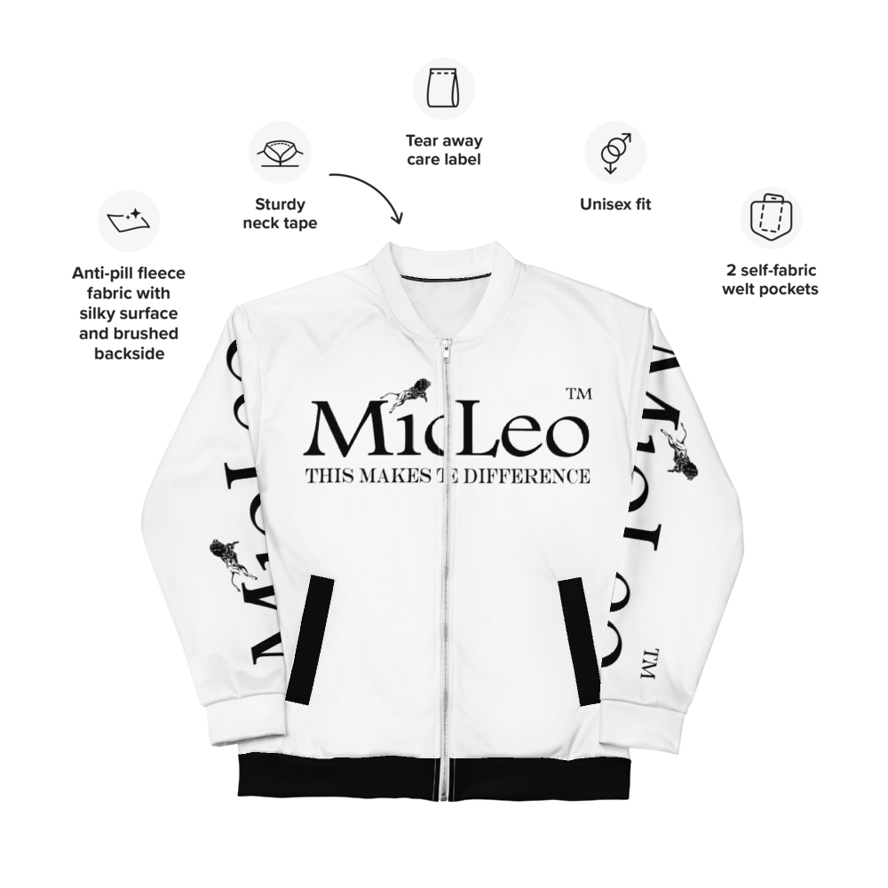 Unisex Bomber Jacket White-Line No.147 "1 of 1K" by MioLeo