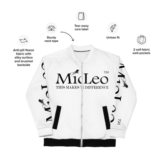 Unisex Bomber Jacket White-Line No.147 "1 of 1K" by MioLeo