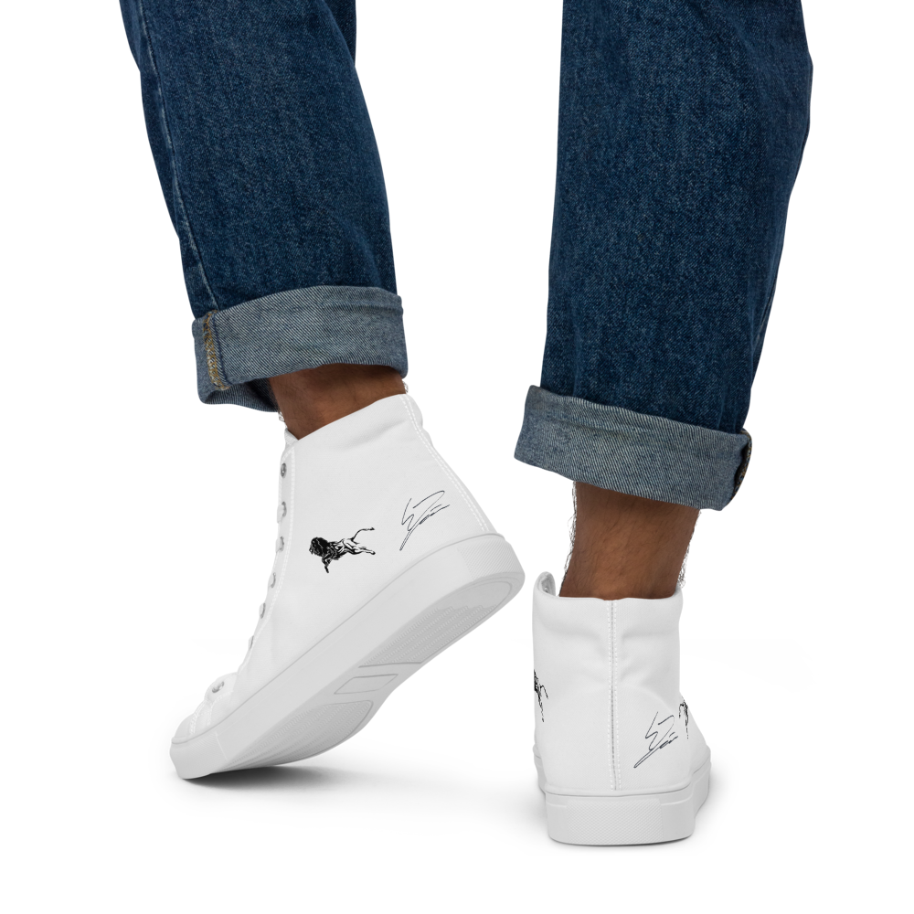 Herren-High-Top-Leinwandschuhe White-Line Nr. 883 „1 von 500“ von MioLeo