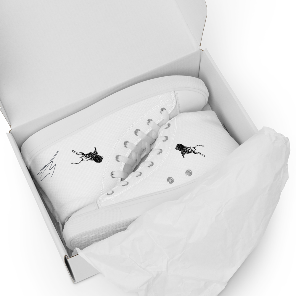 Men’s High Top Canvas Shoes White-Line No.883 "1 of 100 Super-Ultra-Exclusive PS" by MioLeo