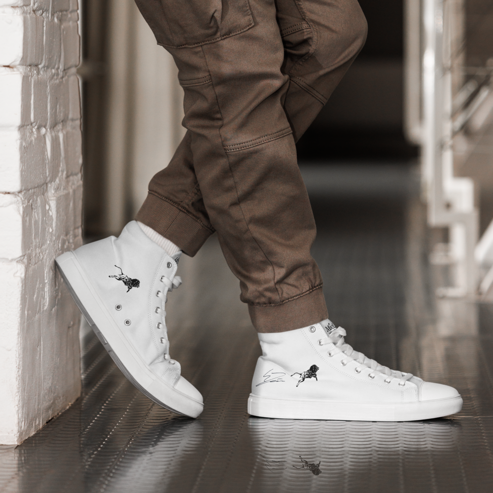 Men’s High Top Canvas Shoes White-Line No.883 "1 of 100 Super-Ultra-Exclusive PS" by MioLeo