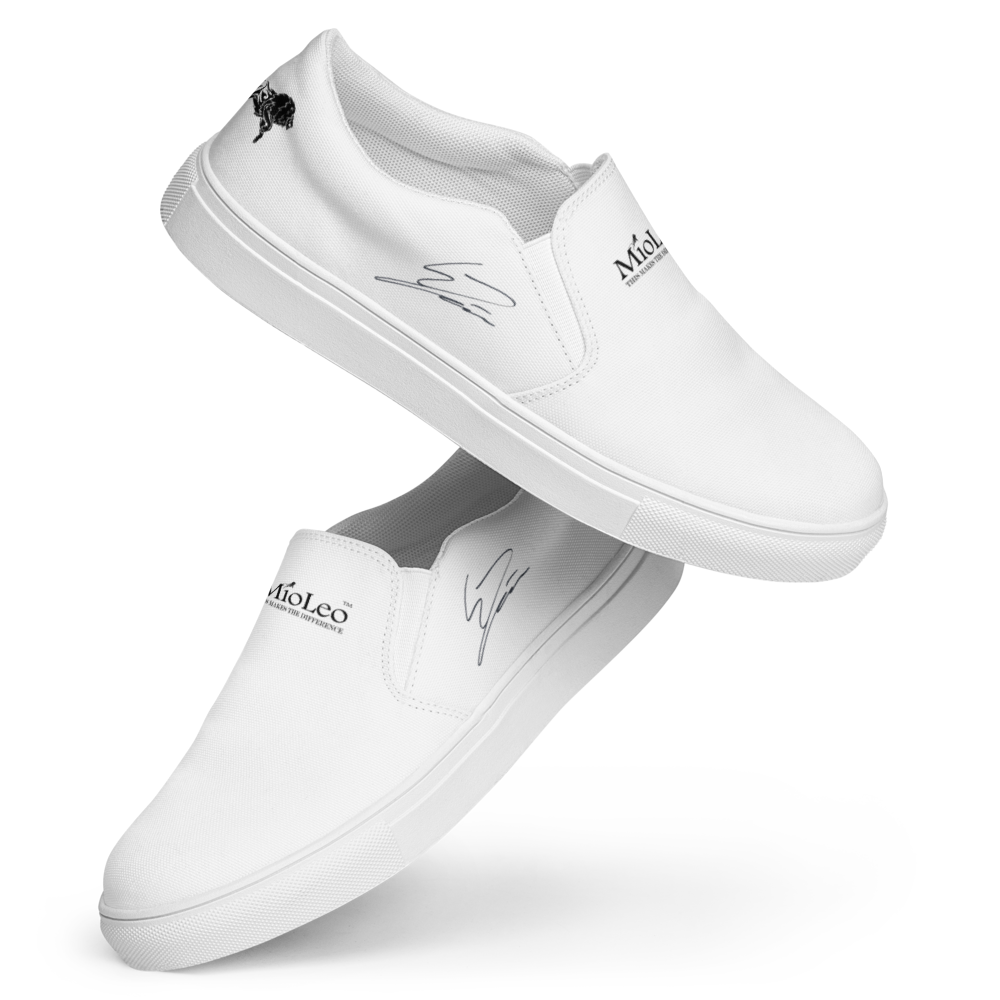 Men’s Slip-On Canvas Shoes White-Line No.885 "1 of 500" by MioLeo - special signature