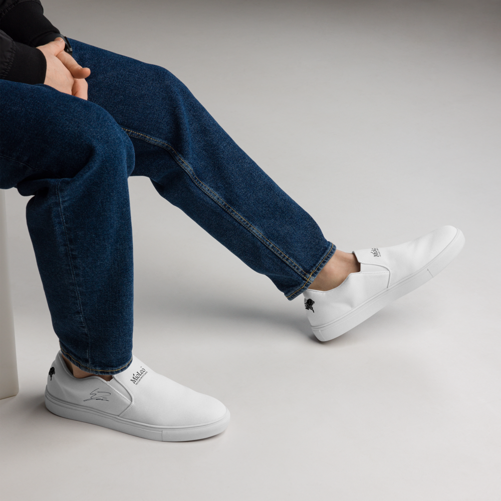 Men’s Slip-On Canvas Shoes White-Line No.885 "1 of 500" by MioLeo - special signature