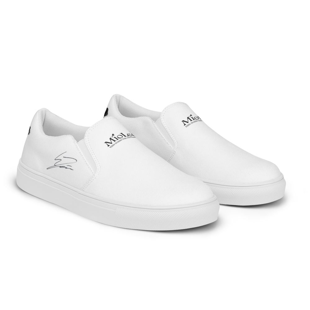 Men’s Slip-On Canvas Shoes White-Line No.885 "1 of 500" by MioLeo - special signature