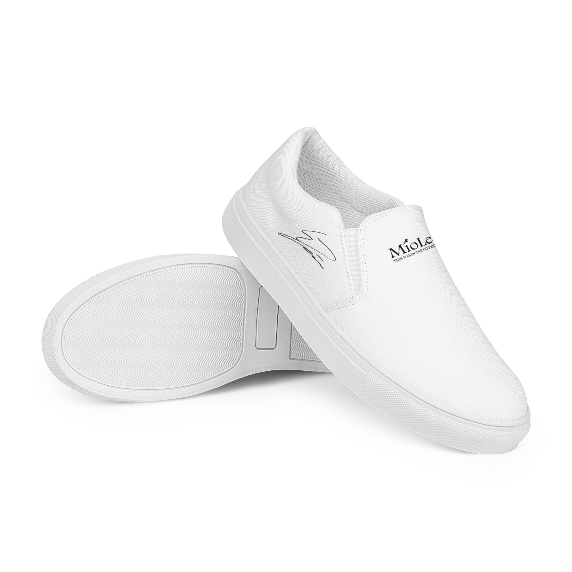 Men’s Slip-On Canvas Shoes White-Line No.885 "1 of 500" by MioLeo - special signature