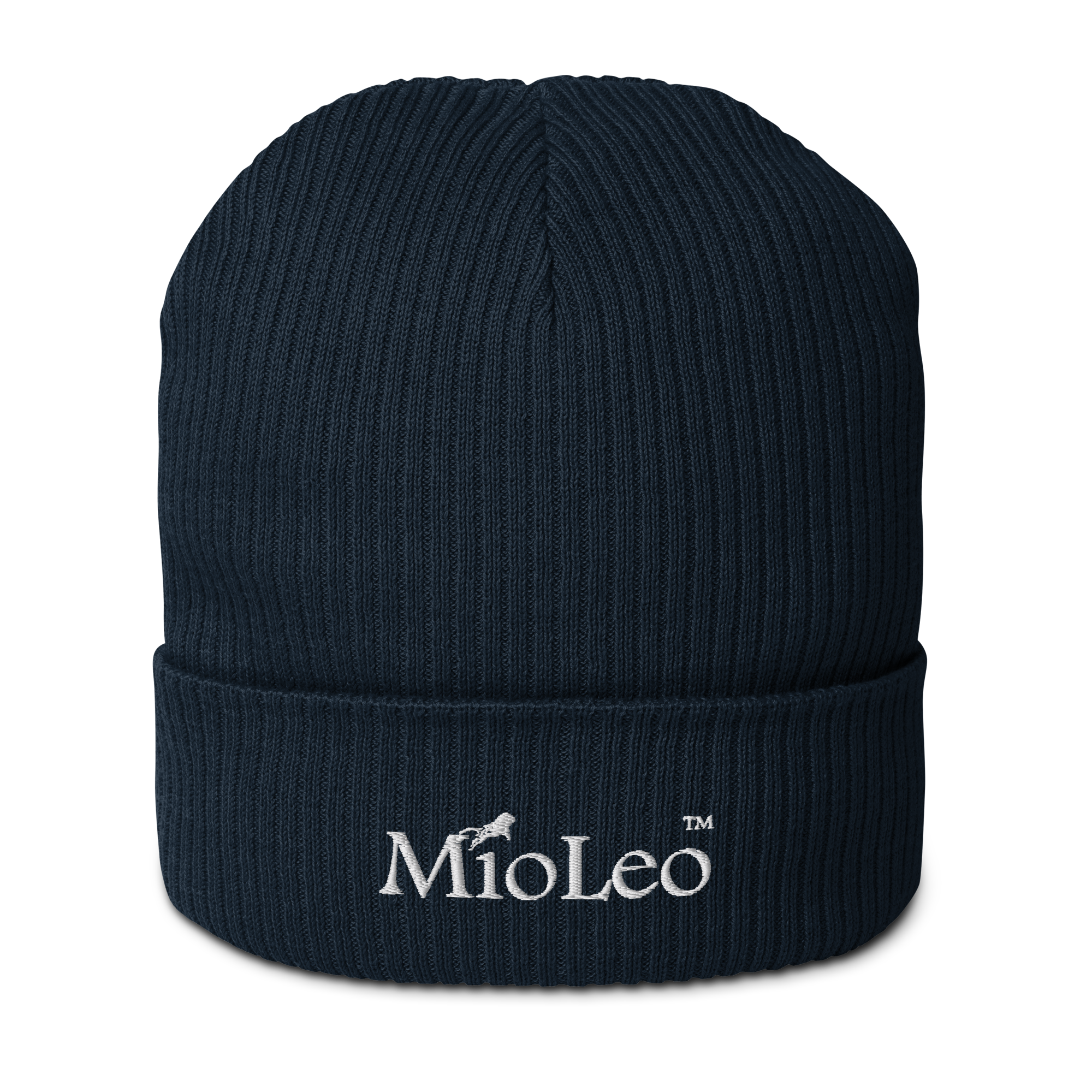 Organic-Ribbed-Beanie White-Line No.554 "unlimited" by MioLeo