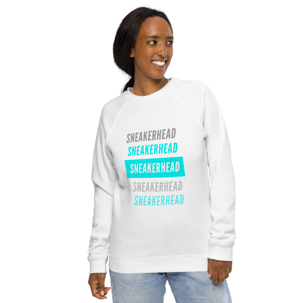 Unisex Organic Raglan Sweatshirt Cyan-Line No.091 "1 of 10K" by MioLeo