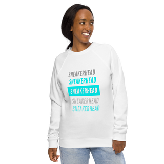 Unisex Organic Raglan Sweatshirt Cyan-Line No.091 "1 of 10K" by MioLeo