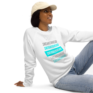 Unisex Organic Raglan Sweatshirt Cyan-Line No.091 "1 of 10K" by MioLeo