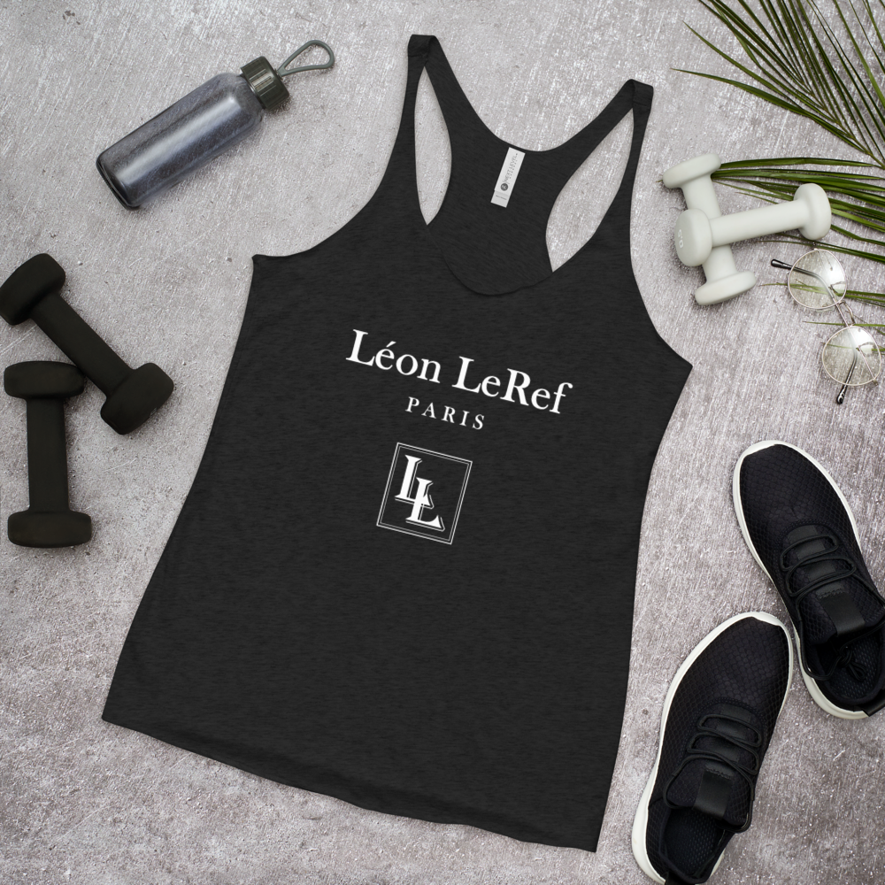 Women's Flowy Racerback Tank Black-Line No.046 "unlimited" by Léon LeRef